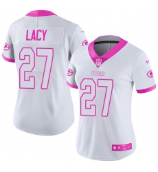Nike Packers #27 Eddie Lacy White Pink Womens Stitched NFL Limited Rush Fashion Jersey Nike Packers #27 Eddie Lacy White Pink Womens Stitched NFL Limited Rush Fashion Jersey