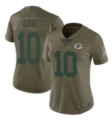 Women Green Bay Packers 10 Jordan Love Green Limited 2017 Salute to Service Jersey Women Green Bay Packers 10 Jordan Love Green Limited 2017 Salute to Service Jersey
