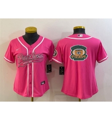 Women Green Bay Packers Pink Team Big Logo With Patch Cool Base Stitched Baseball Jersey Women Green Bay Packers Pink Team Big Logo With Patch Cool Base Stitched Baseball Jersey
