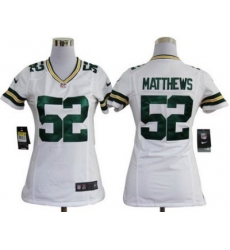 Women Nike Green Bay Packers 52 Matthews White Nike NFL Jerseys