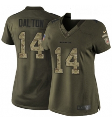 Womens Nike Cincinnati Bengals 14 Andy Dalton Elite Green Salute to Service NFL Jersey Womens Nike Cincinnati Bengals 14 Andy Dalton Elite Green Salute to Service NFL Jersey
