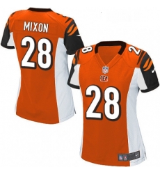 Womens Nike Cincinnati Bengals 28 Joe Mixon Game Orange Alternate NFL Jersey Womens Nike Cincinnati Bengals 28 Joe Mixon Game Orange Alternate NFL Jersey
