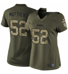 Womens Nike Green Bay Packers 52 Clay Matthews Elite Green Salute to Service NFL Jersey Womens Nike Green Bay Packers 52 Clay Matthews Elite Green Salute to Service NFL Jersey