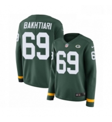 Womens Nike Green Bay Packers 69 David Bakhtiari Limited Green Therma Long Sleeve NFL Jersey Womens Nike Green Bay Packers 69 David Bakhtiari Limited Green Therma Long Sleeve NFL Jersey