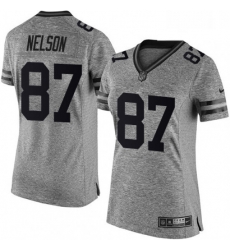 Womens Nike Green Bay Packers 87 Jordy Nelson Limited Gray Gridiron NFL Jersey Womens Nike Green Bay Packers 87 Jordy Nelson Limited Gray Gridiron NFL Jersey