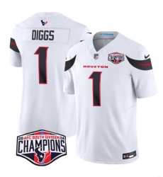 Men Houston Texans 1 Stefon Diggs White F U S E 2024 AFC South Division Champions Vapor Limited Stitched Football Jersey Men Houston Texans 1 Stefon Diggs White F U S E 2024 AFC South Division Champions Vapor Limited Stitched Football Jersey