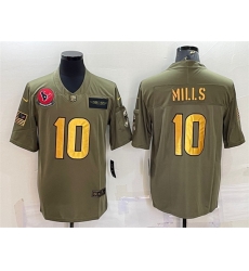 Men Houston Texans 10 Davis Mills Olive Gold Salute To Service Limited Stitched Jersey Men Houston Texans 10 Davis Mills Olive Gold Salute To Service Limited Stitched Jersey