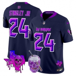 Men Houston Texans 24 Derek Stingley Jr  Navy F U S E  DJ Screw Vapor Limited Stitched Football Jersey