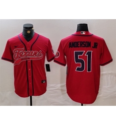 Men Houston Texans 51 Will Anderson Jr Red With Patch Cool Base Stitched Baseball Jersey Men Houston Texans 51 Will Anderson Jr Red With Patch Cool Base Stitched Baseball Jersey