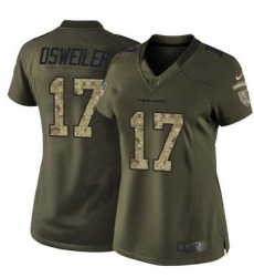 Nike Texans #17 Brock Osweiler Green Womens Stitched NFL Limited Salute to Service Jersey Nike Texans #17 Brock Osweiler Green Womens Stitched NFL Limited Salute to Service Jersey