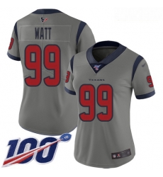 Texans #99 J J Watt Gray Women Stitched Football Limited Inverted Legend 100th Season Jersey Texans #99 J J Watt Gray Women Stitched Football Limited Inverted Legend 100th Season Jersey