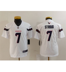 Youth Houston Texans 7 C J  Stroud White Vapor Untouchable Limited Stitched Jersey