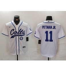 Men Indianapolis Colts 11 Michael Pittman Jr White Cool Base Stitched Baseball Jersey 1 Men Indianapolis Colts 11 Michael Pittman Jr White Cool Base Stitched Baseball Jersey 1