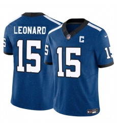 Men Indianapolis Colts 15 Riley Leonard Blue 2025 F U S E  Throwback Vapor Limited Stitched Football Jersey