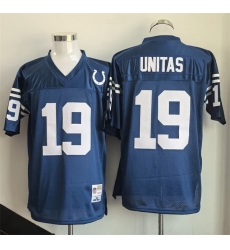 Men Indianapolis Colts 19 Johnny Unitas Blue Throwback Stitched Football Jersey