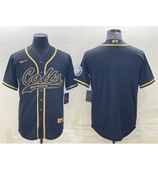 Men Indianapolis Colts Blank Black Gold With Patch Cool Base Stitched Baseball Jersey Men Indianapolis Colts Blank Black Gold With Patch Cool Base Stitched Baseball Jersey