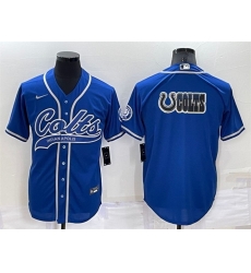 Men Indianapolis Colts Royal Team Big Logo With Patch Cool Base Stitched Baseball Jersey Men Indianapolis Colts Royal Team Big Logo With Patch Cool Base Stitched Baseball Jersey