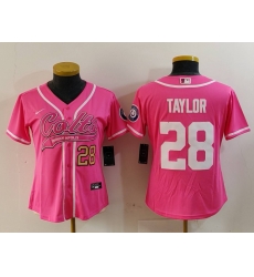 Women Indianapolis Colts 28 Jonathan Taylor Pink With Patch Cool Base Stitched Baseball Jersey 1 Women Indianapolis Colts 28 Jonathan Taylor Pink With Patch Cool Base Stitched Baseball Jersey 1