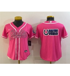 Women Indianapolis Colts Team Big Logo Pink With Patch Cool Base Stitched Baseball Jersey Women Indianapolis Colts Team Big Logo Pink With Patch Cool Base Stitched Baseball Jersey
