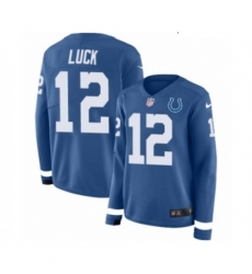 Womens Nike Indianapolis Colts 12 Andrew Luck Limited Blue Therma Long Sleeve NFL Jersey Womens Nike Indianapolis Colts 12 Andrew Luck Limited Blue Therma Long Sleeve NFL Jersey