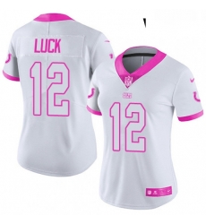 Womens Nike Indianapolis Colts 12 Andrew Luck Limited WhitePink Rush Fashion NFL Jersey Womens Nike Indianapolis Colts 12 Andrew Luck Limited WhitePink Rush Fashion NFL Jersey