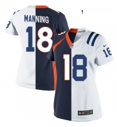 Womens Nike Indianapolis Colts 18 Peyton Manning Elite WhiteNavy Blue Split Fashion NFL Jersey Womens Nike Indianapolis Colts 18 Peyton Manning Elite WhiteNavy Blue Split Fashion NFL Jersey