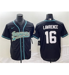 Men Jacksonville Jaguars 16 Trevor Lawrence Black With Patch Cool Base Stitched Baseball Jersey Men Jacksonville Jaguars 16 Trevor Lawrence Black With Patch Cool Base Stitched Baseball Jersey