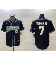 Men Jacksonville Jaguars 7 Brian Thomas Jr Black With Patch Cool Base Stitched Baseball Jersey 2 Men Jacksonville Jaguars 7 Brian Thomas Jr Black With Patch Cool Base Stitched Baseball Jersey 2