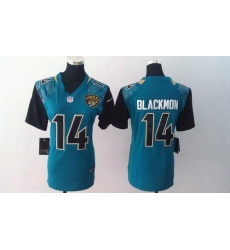 Nike Jaguars #14 Justin Blackmon Teal Green Alternate Women Jersey Nike Jaguars #14 Justin Blackmon Teal Green Alternate Women Jersey