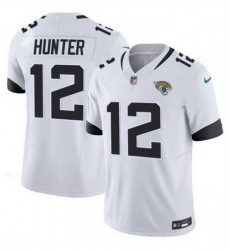 Youth Jacksonville Jaguars 12 Travis Hunter White 2025 Draft F U S E  Vapor Limited Stitched Football Jersey