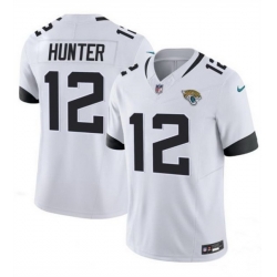 Youth Jacksonville Jaguars 12 Travis Hunter White 2025 Draft F U S E  Vapor Limited Stitched Football Jersey