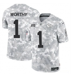 Men Kansas City Chiefs 1 Xavier Worthy 2024 F U S E Arctic Camo Salute To Service Limited Stitched Football Jersey Men Kansas City Chiefs 1 Xavier Worthy 2024 F U S E Arctic Camo Salute To Service Limited Stitched Football Jersey