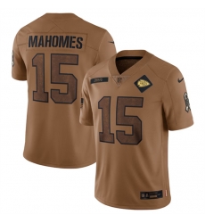 Men Kansas City Chiefs 15 Patrick Mahomes 2023 Brown Salute To Service Limited Stitched Jersey Men Kansas City Chiefs 15 Patrick Mahomes 2023 Brown Salute To Service Limited Stitched Jersey
