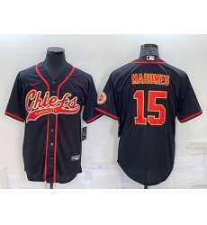 Men Kansas City Chiefs 15 Patrick Mahomes Black Cool Base Stitched Baseball Jersey Men Kansas City Chiefs 15 Patrick Mahomes Black Cool Base Stitched Baseball Jersey