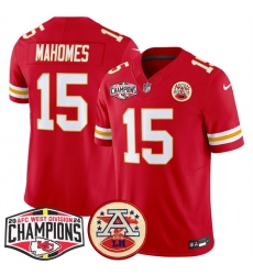 Men Kansas City Chiefs 15 Patrick Mahomes Red F U S E 2024 AFC West Division Champions Vapor Limited Stitched Football Jersey Men Kansas City Chiefs 15 Patrick Mahomes Red F U S E 2024 AFC West Division Champions Vapor Limited Stitched Football Jersey