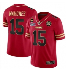Men Kansas City Chiefs 15 Patrick Mahomes Red GoldSuper Bowl LVII Patch And 4 Star C Patch Vapor Untouchable Limited Stitched Jersey Men Kansas City Chiefs 15 Patrick Mahomes Red GoldSuper Bowl LVII Patch And 4 Star C Patch Vapor Untouchable Limited Stitched Jersey