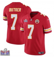 Men Kansas City Chiefs 7 Harrison Butker Red Super Bowl LVIII Patch Vapor Untouchable Limited Stitched Football Jersey Men Kansas City Chiefs 7 Harrison Butker Red Super Bowl LVIII Patch Vapor Untouchable Limited Stitched Football Jersey