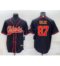 Men Kansas City Chiefs 87 Travis Kelce Black Cool Base Stitched Baseball Jersey Men Kansas City Chiefs 87 Travis Kelce Black Cool Base Stitched Baseball Jersey