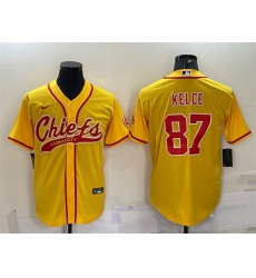 Men Kansas City Chiefs 87 Travis Kelce Gold With Patch Cool Base Stitched Baseball Jersey Men Kansas City Chiefs 87 Travis Kelce Gold With Patch Cool Base Stitched Baseball Jersey