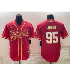 Men Kansas City Chiefs 95 Chris Jones Red With Patch Cool Base Stitched Baseball Jersey Men Kansas City Chiefs 95 Chris Jones Red With Patch Cool Base Stitched Baseball Jersey