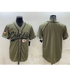 Men Kansas City Chiefs Blank Olive Salute To Service Cool Base Stitched Baseball Jersey Men Kansas City Chiefs Blank Olive Salute To Service Cool Base Stitched Baseball Jersey