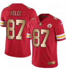 Men Nike Kansas City Chiefs 87 Travis Kelce Limited RedGold Rush NFL Jersey Men Nike Kansas City Chiefs 87 Travis Kelce Limited RedGold Rush NFL Jersey