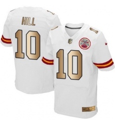Nike Chiefs #10 Tyreek Hill White Mens Stitched NFL Elite Gold Jersey Nike Chiefs #10 Tyreek Hill White Mens Stitched NFL Elite Gold Jersey
