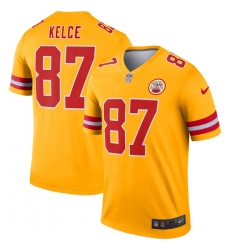 Nike Chiefs 87 Travis Kelce Gold Inverted Legend Jersey Nike Chiefs 87 Travis Kelce Gold Inverted Legend Jersey
