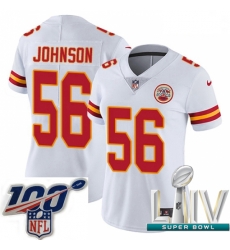 2020 Super Bowl LIV Women Nike Kansas City Chiefs #56 Derrick Johnson White Vapor Untouchable Limited Player NFL Jersey 2020 Super Bowl LIV Women Nike Kansas City Chiefs #56 Derrick Johnson White Vapor Untouchable Limited Player NFL Jersey