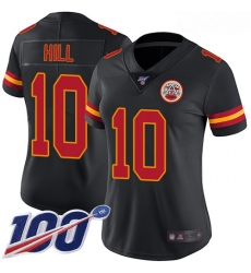 Chiefs #10 Tyreek Hill Black Women Stitched Football Limited Rush 100th Season Jersey Chiefs #10 Tyreek Hill Black Women Stitched Football Limited Rush 100th Season Jersey