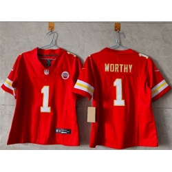 Women Kansas City Chiefs 1 Xavier Worthy Red 2023 F U S E  Vapor Untouchable Limited Stitched Jersey 