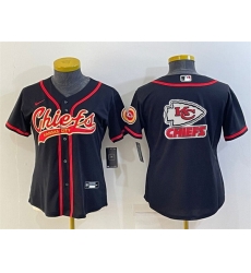 Women Kansas City Chiefs Black Team Big Logo With Patch Cool Base Stitched Baseball Jersey Women Kansas City Chiefs Black Team Big Logo With Patch Cool Base Stitched Baseball Jersey