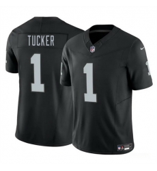 Men Las Vegas Raiders 1 Tre Tucker Black 2025 F U S E  Vapor Stitched Football Jersey
