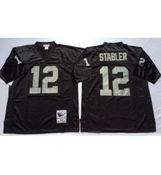Men Las Vegas Raiders 12 Ken Stabler Black M&N Throwback Jersey Men Las Vegas Raiders 12 Ken Stabler Black M&N Throwback Jersey
